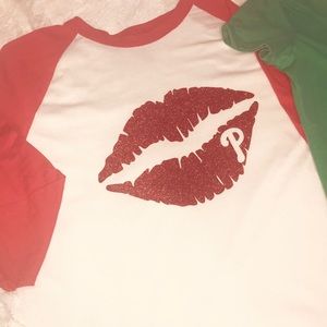 Philadelphia Phillies Baseball Glitter Lips Tee